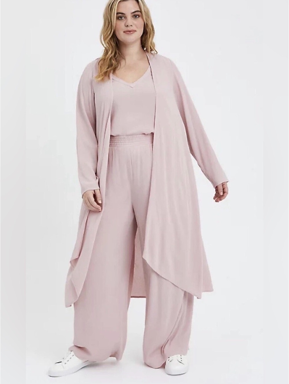 Torrid Pink Gauze Long Kimono Duster Open Front Size 1 (14/16) NWT